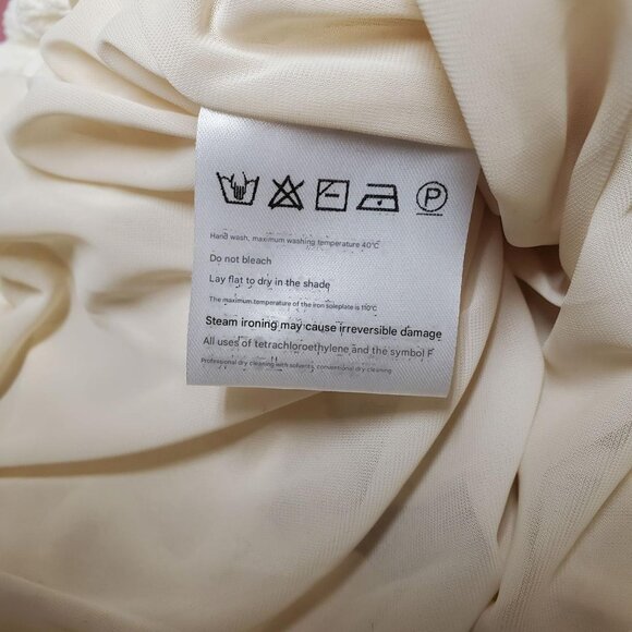 Cream Puffy Bubble Waffle Texture Polo Contrast Collar Top Immi - Picture 8 of 10